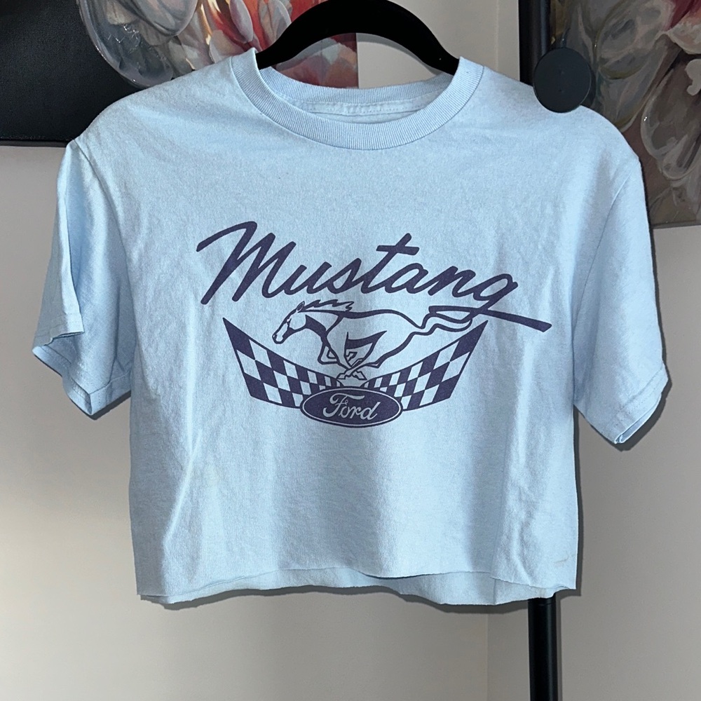 Ford Light Blue Mustang Crop Top